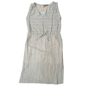Prana Striped Maxi Dress in Beige and Gray
